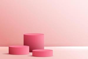 fundo cosmético para apresentação do produto, marca e embalagem. geometria forma círculo moldagem em fundo rosa do palco do pódio. desenho vetorial. vetor