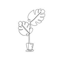 monstera leaf art desenho estilo minimalismo. eps10 de ilustração de desenho vetorial. vetor