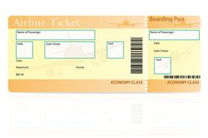 ilustração em vetor classe econômica bilhete de avião