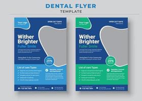 murchar mais brilhante sorriso mais completo, modelo de panfletos de cuidados dentários, clínica de cuidados dentários, panfleto de saúde de cuidados médicos vetor