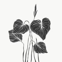 monstera deixa a arte de linha. linha de plantas modernas ou mínimas abstratas. perfeito para decoração de casa, como pôsteres. desenho de ilustrações vetoriais vetor