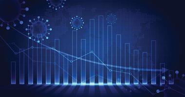 o impacto do coronavírus na bolsa de valores e na economia global. ações e gráfico caem. mercados em queda. conseqüências econômicas. desenho vetorial vetor