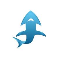 ilustração do logotipo de vetor de um tubarão com ponta de flecha. perfeito para ilustração vetorial de pesca, esport etc.