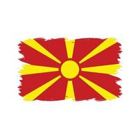 bandeira do norte da macedônia com pincel de aquarela vetor