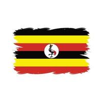 bandeira uganda com pincel de aquarela vetor