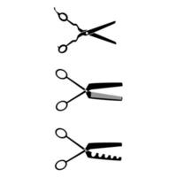 definido com tesouras de cabelo diferentes. ícone isoleted simples de ferramenta de cabeleireiro vetor