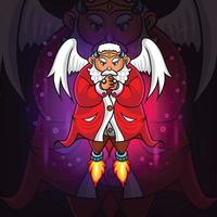 o papai noel guardião e mascote anjo vetor