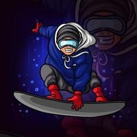 o design do logotipo esport do cool boarding man vetor