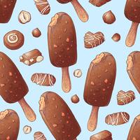 Padrão sem emenda Sorvete de chocolate e doces. Ilustração vetorial vetor