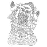 Papai Noel desenhado à mão para livro de colorir adulto vetor