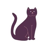 ilustração em vetor gato preto bonito dos desenhos animados