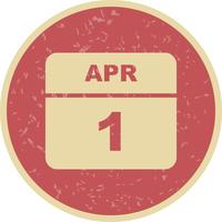 1 de abril Data em um calendário de dia único vetor