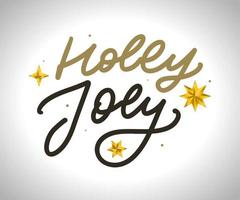 holly jolly - pôster exclusivo de tipografia desenhada à mão. arte vetorial. design perfeito para cartazes, folhetos e banners. design de natal. vetor