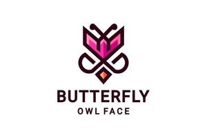 design de logotipo de vetor simples de combinação de duplo significado borboleta e abelha voando