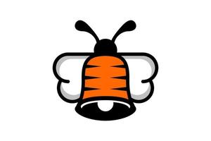combinação de design de logotipo de duplo significado de abelha e sino vetor
