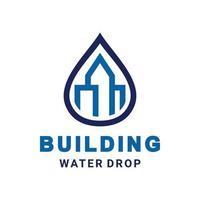 combinação de design de logotipo de vetor de gota d'água e construção com estilo plano minimalista