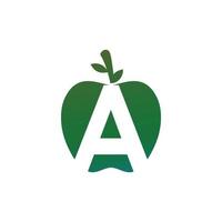 combinação de design de logotipo plano minimalista de frutas maçã e letra a vetor