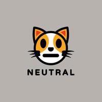 emoticon de desenho vetorial forma de expressão neutra de gatos vetor