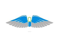 cápsula voadora com logotipo de asas vetor