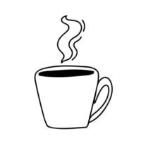 mão desenhada xícara com chá quente ou café em estilo doodle. vetor