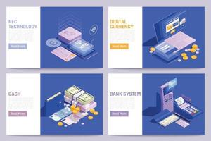 conjunto de páginas da web de tecnologia financeira vetor