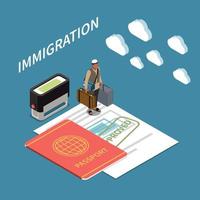 fundo isométrico de imigração vetor