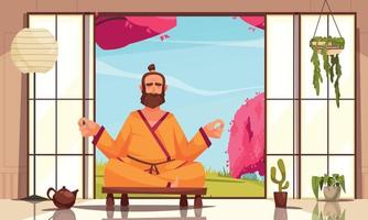 composição de desenho animado de ioga de meditação