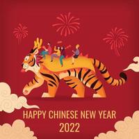 feliz composição de tigre chinês vetor