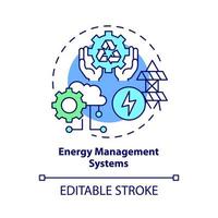 ícone do conceito de sistemas de gestão de energia. automação da coleta de dados de medição de energia. ilustração de linha fina de ideia abstrata de serviços urbanos. desenho de cor de contorno isolado vetor. curso editável vetor