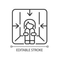 ícone linear de claustrofobia. medo de espaços fechados como gatilho de ataque de pânico. problema mental. ilustração personalizável de linha fina. símbolo de contorno. desenho de contorno isolado do vetor. curso editável vetor