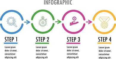 conjunto de infográficos para o conceito de negócio com ícones e 3, 4 opções ou etapas. vetor