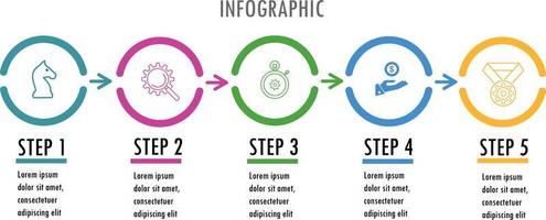 infográficos para o conceito de negócio com opções de ícones ou etapas. vetor