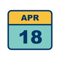 Data de 18 de abril em um calendário de dia único vetor