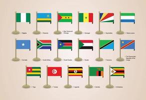 ilustração gráfica de vetor das bandeiras de países africanos com pólos