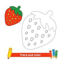 rastreamento e cor para crianças, vetor de morango