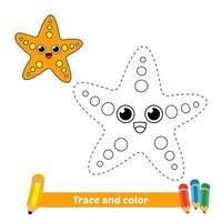 rastreamento e cor para crianças, vetor estrela do mar