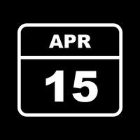 15 de abril Data em um calendário de dia único vetor