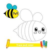 rastreamento e cor para crianças, vetor de abelha