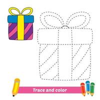 rastreamento e cor para crianças, vetor de caixa de presente