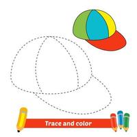 rastreamento e cor para crianças, vetor de chapéu
