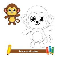 rastreamento e cor para crianças, vetor de macaco