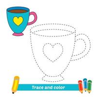 rastreamento e cor para crianças, vetor de xícara