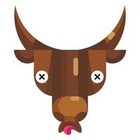 emoji de cara de touro tonto, sinal isolado de vaca com ícone de olhos cruzados vetor