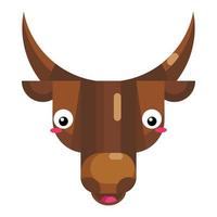 emoji tímido de cara de touro, ícone de vaca sorridente corado sinal de emoção isolado vetor