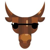 cara de touro legal em emoji de óculos de sol, ícone isolado de vaca usando óculos de sol vetor