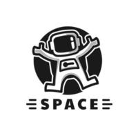 astronauta flutuou no design do logotipo do espaço vetor
