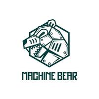 desenho de logotipo de robô de urso de máquina de aço de ferro vetor
