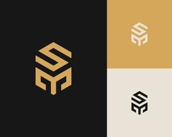 letras se m ou design de logotipo de linha sm. emblema elegante mínimo linear. elemento de vetor elegante de luxo. logotipo de negócios premium. símbolo gráfico do alfabeto para identidade corporativa