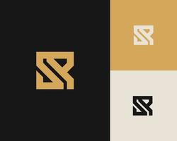 letras se r ou design de logotipo de linha sr. emblema elegante mínimo linear. elemento de vetor elegante de luxo. logotipo de negócios premium. símbolo gráfico do alfabeto para identidade corporativa