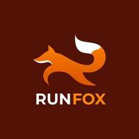 design de logotipo simples moderno e elegante flat fox run vetor